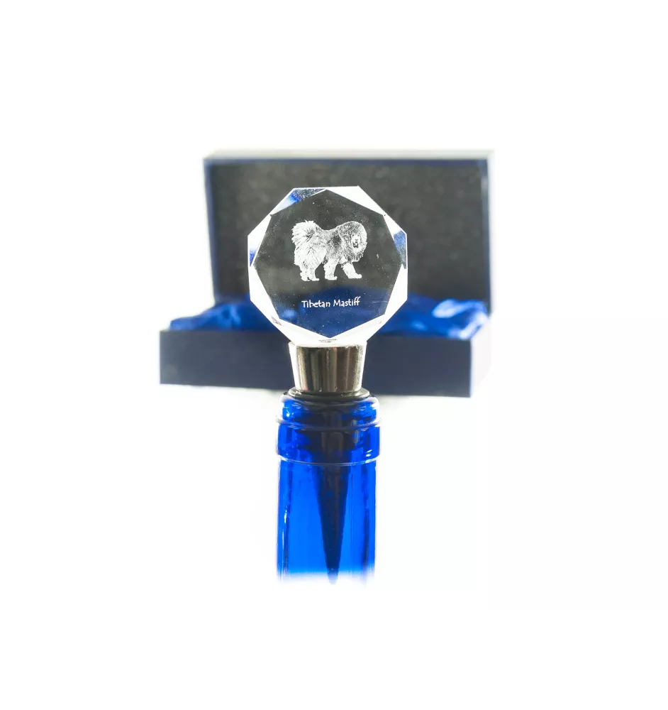 Dogue du Tibet, mastiff du Tibet - Bouchon de bouteille, bouchon de vin en cristal avec photo, cadeau personnalisé pour barman par la marque Art-Dog