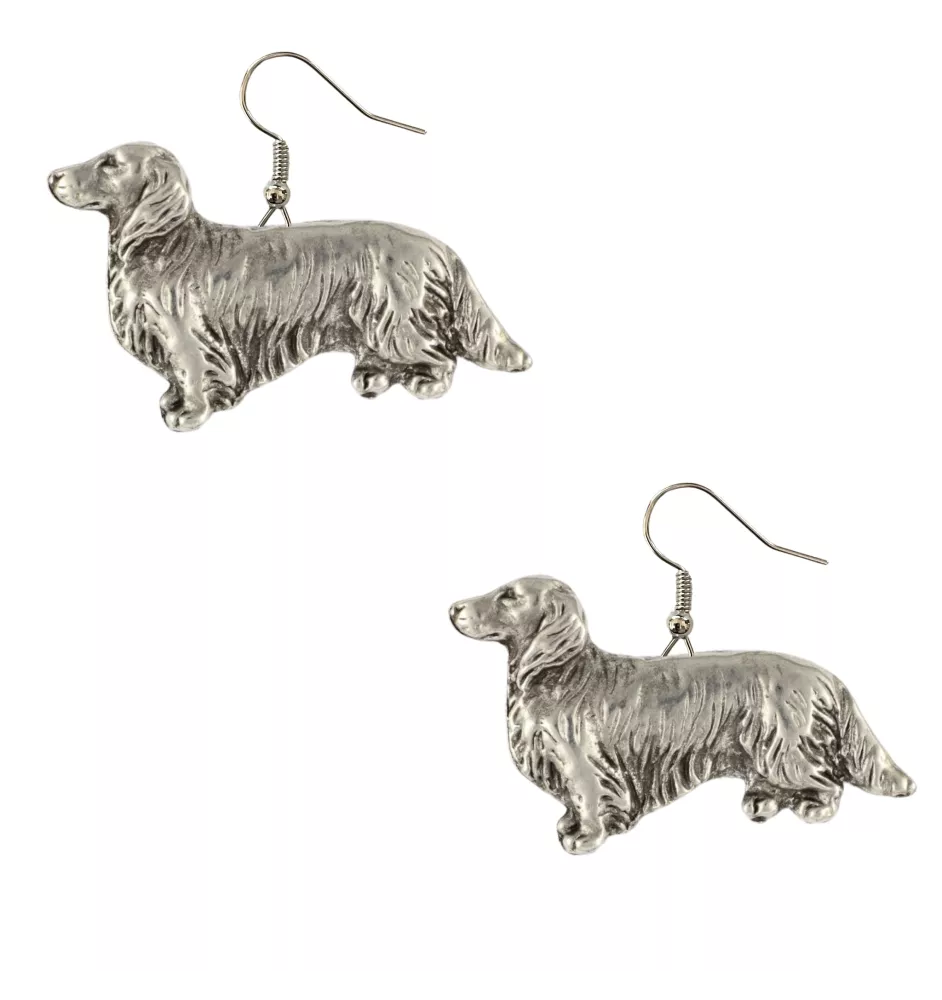 Dachshund Wire-haired, Wiener dog, Badger dog III - hanging earrings with dogs, charming jewelry for a dog mom, a gift for a girl from the Art-Dog brand