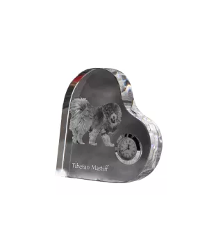 Tibetan Mastiff, Do khyi - crystal clock with a dog picture, heart-shaped shelf clock, personalized standing clock by Art-Dog brand