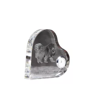 Dogue du Tibet, mastiff du Tibet - horloge en cristal avec une photo de chien, horloge de table en forme de cœur, horloge debout personnalisée de la marque Art-Dog