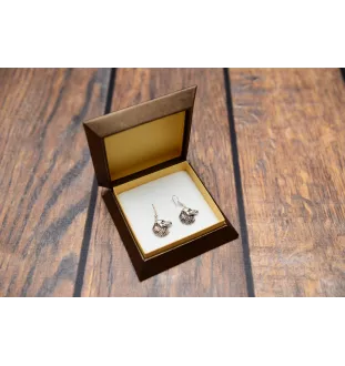 Dachshund Wire-haired, Wiener dog, Badger dog V - hanging earrings with dogs, charming jewelry for a dog mom, a gift for a girl from the Art-Dog brand