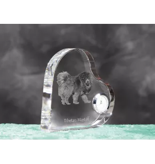 Dogue du Tibet, mastiff du Tibet - horloge en cristal avec une photo de chien, horloge de table en forme de cœur, horloge debout personnalisée de la marque Art-Dog