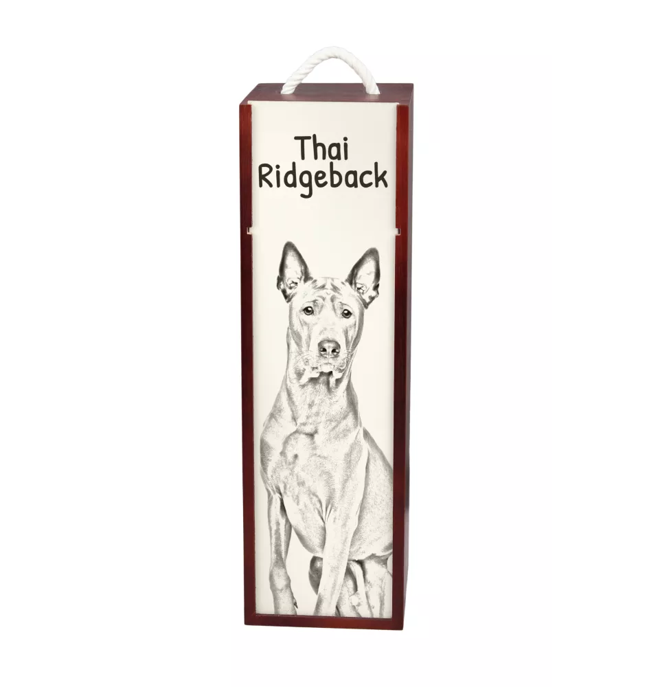 Thai Ridgeback - wine box with a dog, alcohol box with graphics, personalized gift box from the Art-Dog brand