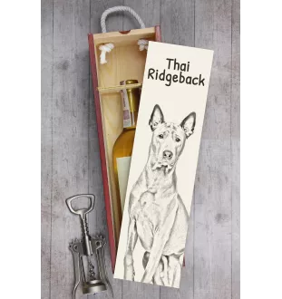 Thai Ridgeback, Chien thaïlandais à crête dorsale - boîte à vin avec chien, boîte à alcool avec graphisme, boîte cadeau personnalisée de la marque Art-Dog