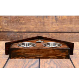 Dachshund Rauhhaar, Dackel, Teckel - Holzständer mit Schalen für Hunde, dekorative Hundeschalen, Geschenk zur Adoption eines Hundes von der Marke Art-Dog