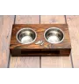 Dachshund Wire-haired, Wiener dog, Badger dog I - wooden stand with bowls for a dog, steel dog bowls, a gift for adopting a dog from the Art-Dog brand