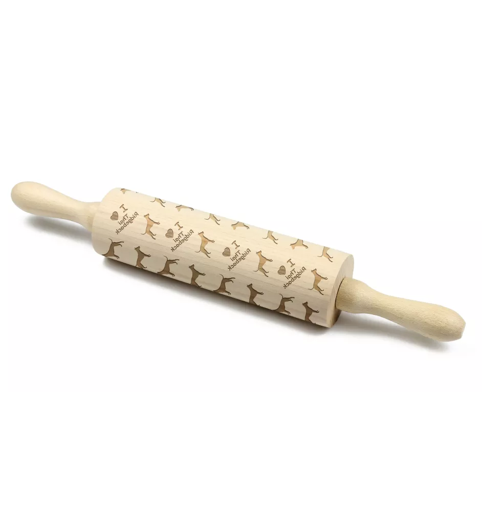 Thai Ridgeback - rolling pin for dough with a dog, patterned rolling pin for ceramics, a gift for a cook from the Art-Dog brand
