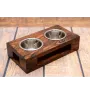 Dachshund Wire-haired, Wiener dog, Badger dog II - wooden stand with bowls for a dog, steel dog bowls, a gift for adopting a dog from the Art-Dog brand