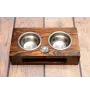 Dachshund Wire-haired, Wiener dog, Badger dog III - wooden stand with bowls for a dog, steel dog bowls, a gift for adopting a dog from the Art-Dog brand