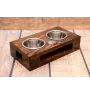 Dachshund Wire-haired, Wiener dog, Badger dog III - wooden stand with bowls for a dog, steel dog bowls, a gift for adopting a dog from the Art-Dog brand