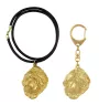 Tibetan Mastiff, Do khyi - keychain and necklace with a dog in a box, high-quality gold-plated product, Art-Dog brand