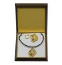 Tibetan Mastiff, Do khyi - keychain and necklace with a dog in a box, high-quality gold-plated product, Art-Dog brand