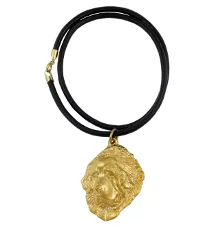 Tibetan Mastiff, Do khyi - keychain and necklace with a dog in a box, high-quality gold-plated product, Art-Dog brand