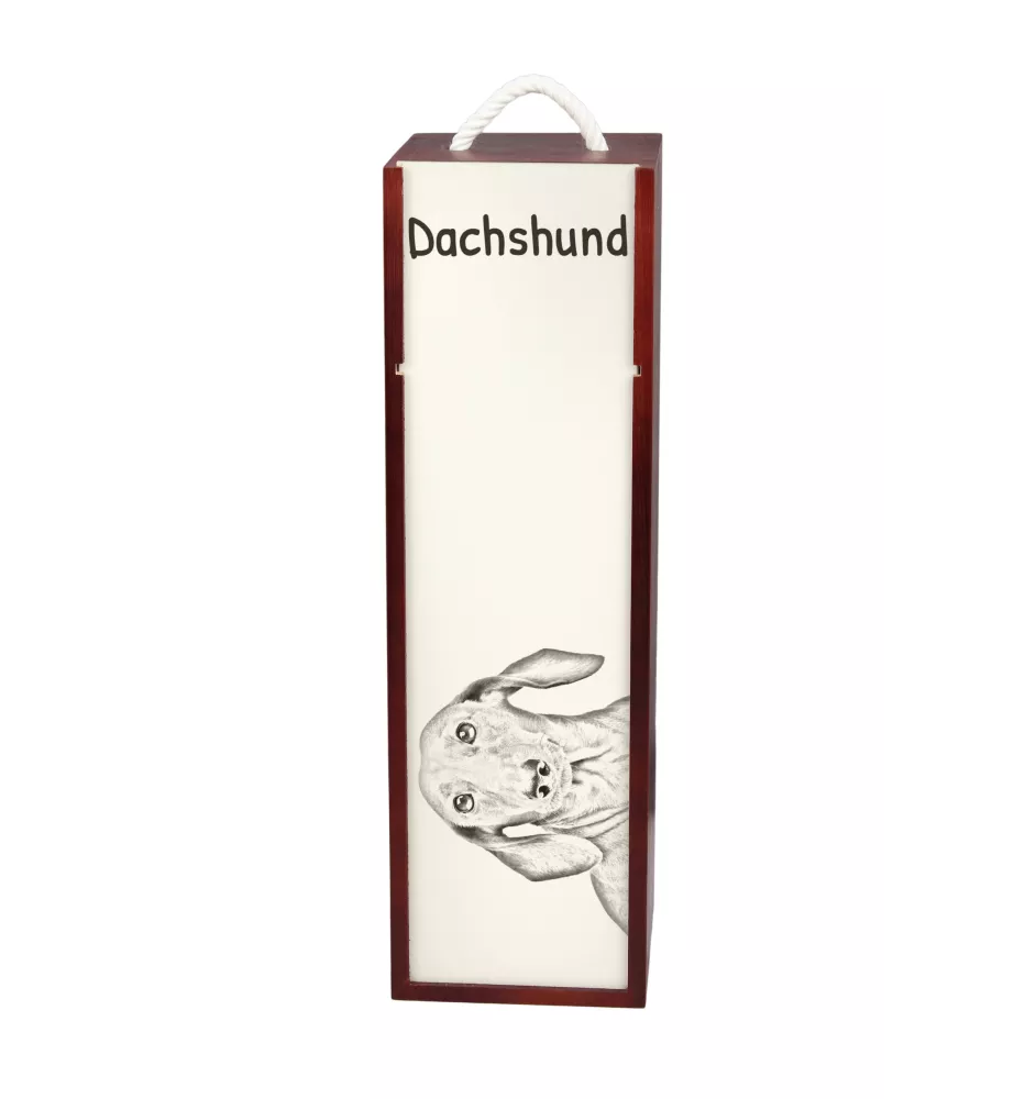 Dachshund Rauhhaar, Dackel, Teckel - Weinbox mit Hund, Alkoholbox mit Grafik, personalisierte Geschenkbox der Marke Art-Dog