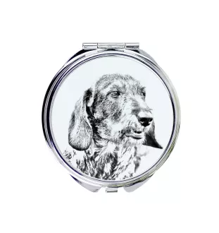 Dachshund Rauhhaar, Dackel, Teckel I - Taschenspiegel mit Hund, personalisierter Taschenspiegel, kompakter Spiegel mit Art-Dog-Logo