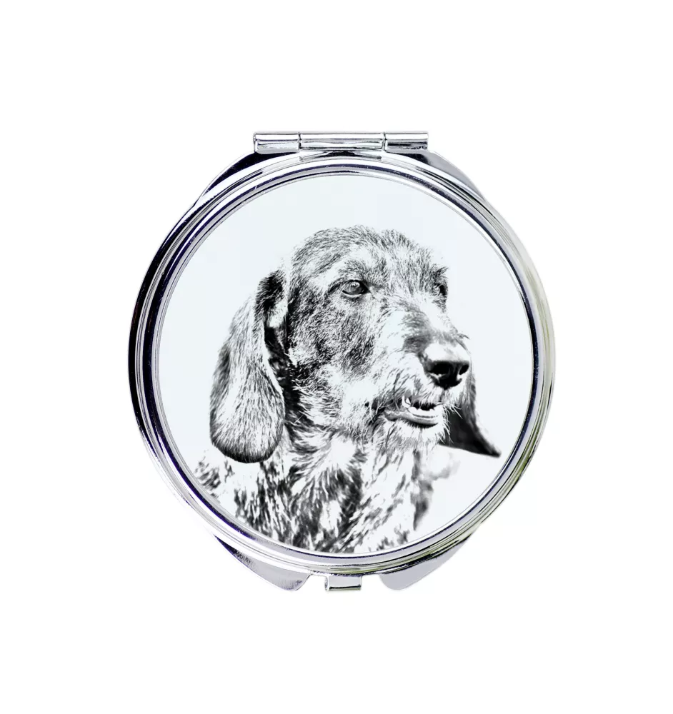 Dachshund Rauhhaar, Dackel, Teckel I - Taschenspiegel mit Hund, personalisierter Taschenspiegel, kompakter Spiegel mit Art-Dog-Logo