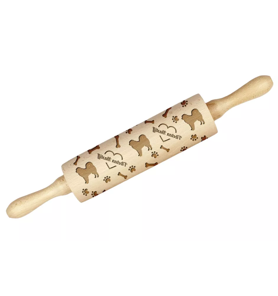 Dogue du Tibet, mastiff du Tibet - rouleau à pâtisserie avec chien, décoration de biscuits avec un rouleau à motifs, cadeau pour un céramiste de la marque Art-Dog