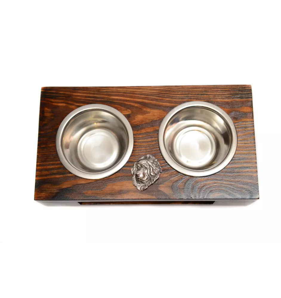 Dogue du Tibet, mastiff du Tibet - support en bois avec des bols pour chien, bols pour chien en acier, cadeau pour l'adoption d'un chien de la marque Art-Dog