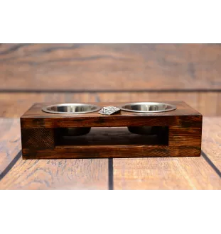 Do khyi, Tibetdogge, Tibetanische Dogge, Tibetmastiff - Holzständer mit Näpfen für Hunde, Edelstahlnäpfe, Geschenk zur Adoption eines Hundes von der Marke Art-Dog