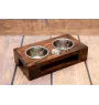 Tibetan Mastiff, Do khyi - wooden stand with bowls for a dog, steel dog bowls, a gift for adopting a dog from the Art-Dog brand