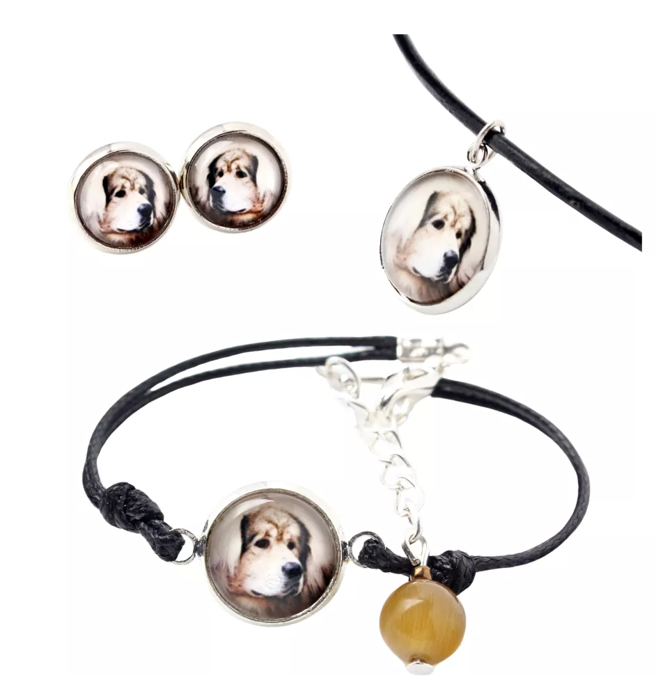 Tibetan Mastiff, Do khyi - a set of jewelry in a box, necklace, earrings, bracelet, products from the Art-Dog brand