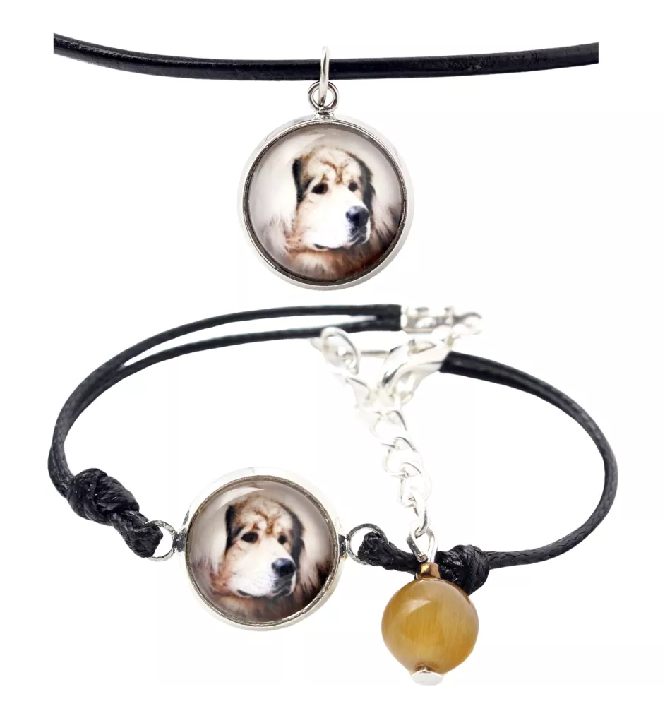 Dogue du Tibet, mastiff du Tibet - ensemble de bijoux avec votre photo, ensemble fait à la main, bracelet et collier de la marque Art.-Dog