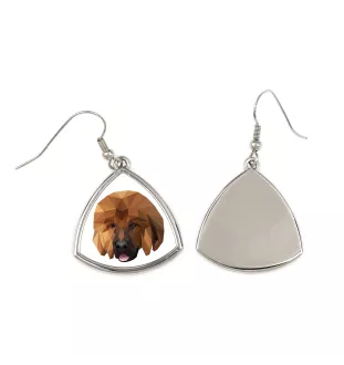 Dogue du Tibet, mastiff du Tibet - boucles d'oreilles avec une photo et un motif de chien géométrique Art-Dog