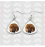 Tibetan Mastiff, Do khyi - earrings with a picture and the inscription geometric dog Art-Dog