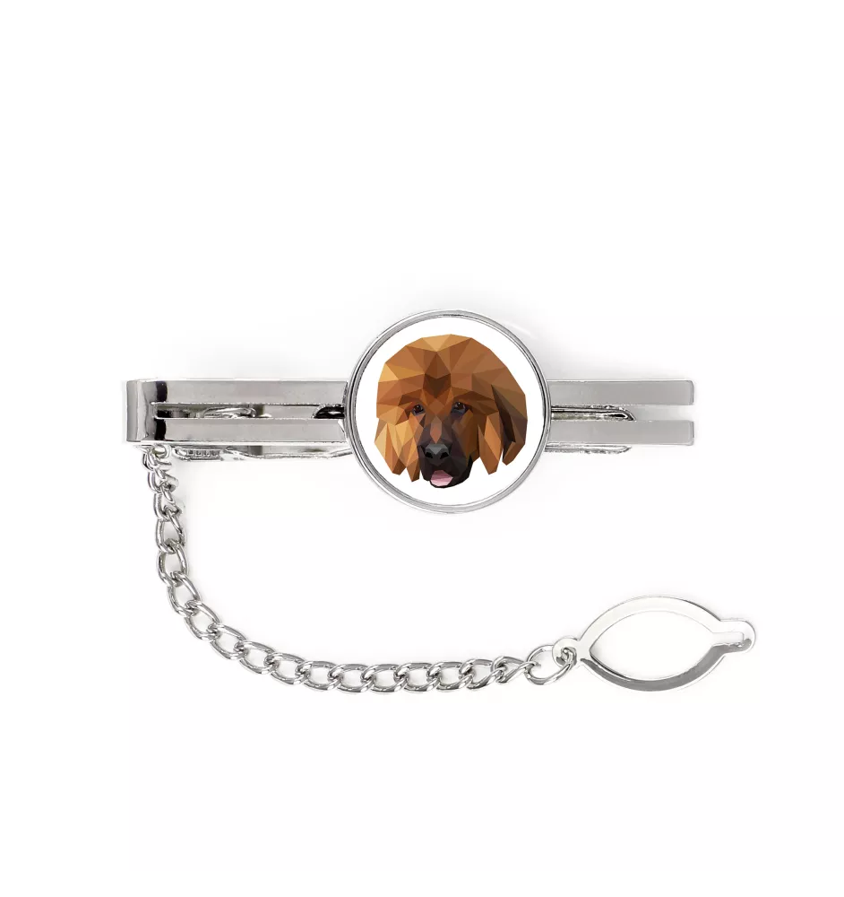 Tibetan Mastiff, Do khyi - geometric tie clip with a picture and inscription from Art-Dog