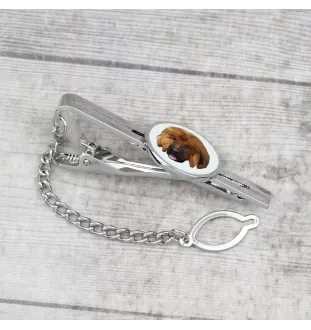 Dogue du Tibet, mastiff du Tibet - épingle de cravate géométrique avec photo et inscription Art-Dog