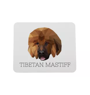 Tibetan Mastiff, Do khyi - geometric mouse pad with a picture and text by Art-Dog