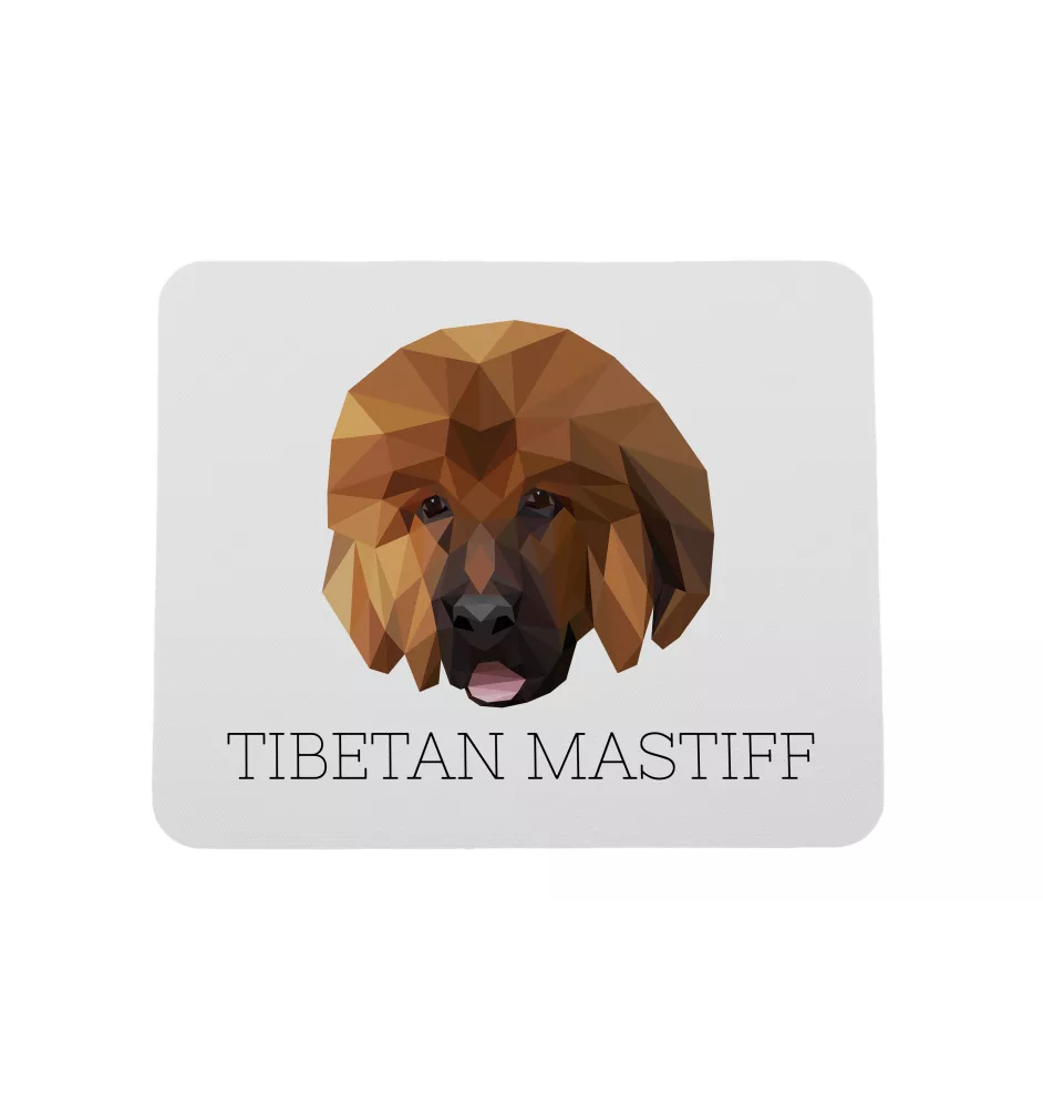 Do khyi, Tibetdogge, Tibetanische Dogge, Tibetmastiff - geometrisches Mauspad mit Bild und Aufschrift von Art-Dog