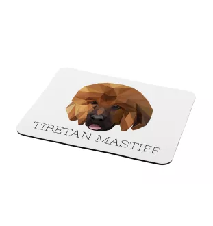Tibetan Mastiff, Do khyi - geometric mouse pad with a picture and text by Art-Dog