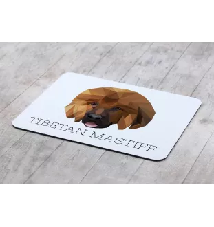 Tibetan Mastiff, Do khyi - geometric mouse pad with a picture and text by Art-Dog