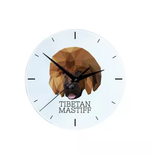 Dogue du Tibet, mastiff du Tibet - horloge murale géométrique avec photo et logo de la marque Art-Dog