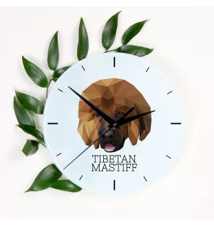 Do khyi, Tibetdogge, Tibetanische Dogge, Tibetmastiff - geometrische Wanduhr mit Bild und Aufschrift der Marke Art-Dog