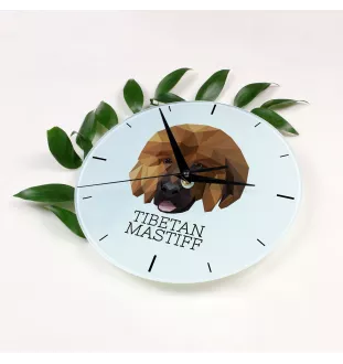 Do khyi, Tibetdogge, Tibetanische Dogge, Tibetmastiff - geometrische Wanduhr mit Bild und Aufschrift der Marke Art-Dog