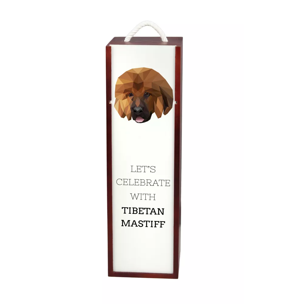 Tibetan Mastiff, Do khyi - geometric box with a picture and inscription for wine by Art-Dog
