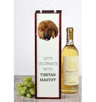 Do khyi, Tibetdogge, Tibetanische Dogge, Tibetmastiff - geometrische Box mit einem Bild und Schriftzug für Wein der Marke Art-Dog