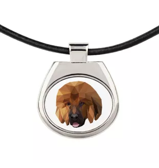 Do khyi, Tibetdogge, Tibetanische Dogge, Tibetmastiff - Halskette mit einem Foto und einem geometrischen Schriftzug der Marke Art-Dog