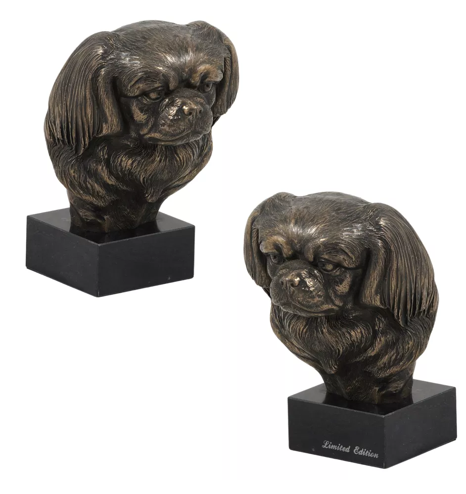 Tibet-Spaniel, Tibetan Spaniel - Hundestatue, Büste auf Steinsockel, Skulptur, Trophäe für Hundeausstellung der Marke Art-Dog