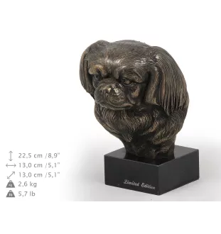 Épagneul tibétain, Épagneul du Tibet - Statue de chien, buste sur socle en pierre, sculpture, trophée pour exposition canine par la marque Art-Dog