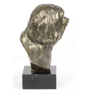 Tibet-Terrier, Tibetan Terrier, Tsang Apso - Hundestatue, Büste auf Steinsockel, Skulptur, Trophäe für Hundeausstellung der Marke Art-Dog