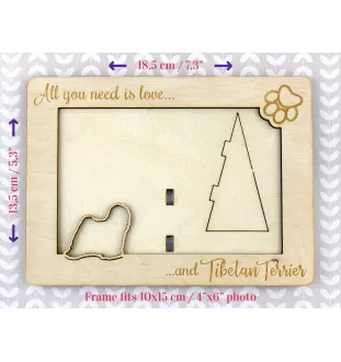 Terrier tibétain, Terrier du Tibet, Dhoki Apso - Cadre photo, cadre en bois gravé, un joli gadget pour l'amoureux des chiens par Art-Dog