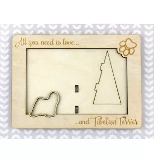 Tibet-Terrier, Tibetan Terrier, Tsang Apso - Fotorahmen, gravierter Holzrahmen, ein schönes Gadget für den Hundeliebhaber von Art-Dog