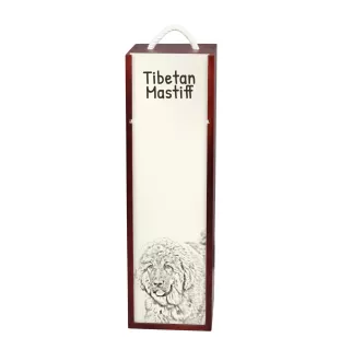 Dogue du Tibet, mastiff du Tibet - boîte à vin avec chien, boîte à alcool avec graphisme, boîte cadeau personnalisée de la marque Art-Dog