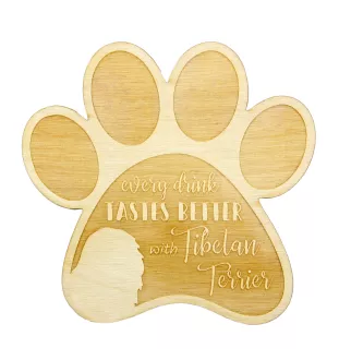 Tibet-Terrier, Tibetan Terrier, Tsang Apso - Tasse Untersetzer, graviert Untersetzer mit Hund, Geschenk für Hundeliebhaber von Art-Dog Marke