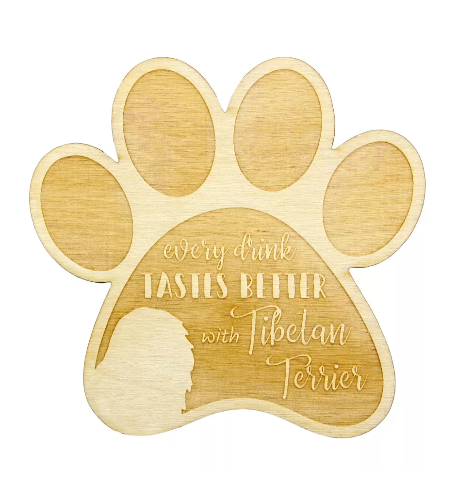 Tibet-Terrier, Tibetan Terrier, Tsang Apso - Tasse Untersetzer, graviert Untersetzer mit Hund, Geschenk für Hundeliebhaber von Art-Dog Marke