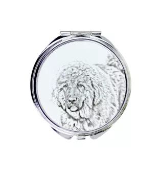 Tibetan Mastiff, Do khyi - Pocket mirror with a dog, personalized mirror for a purse, compact mirror with Art-Dog brand print.