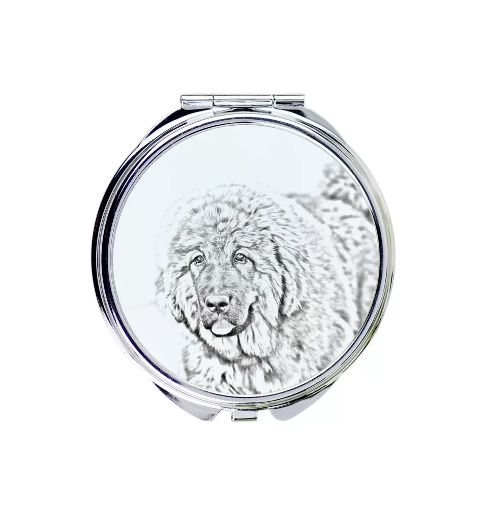 Tibetan Mastiff, Do khyi - Pocket mirror with a dog, personalized mirror for a purse, compact mirror with Art-Dog brand print.